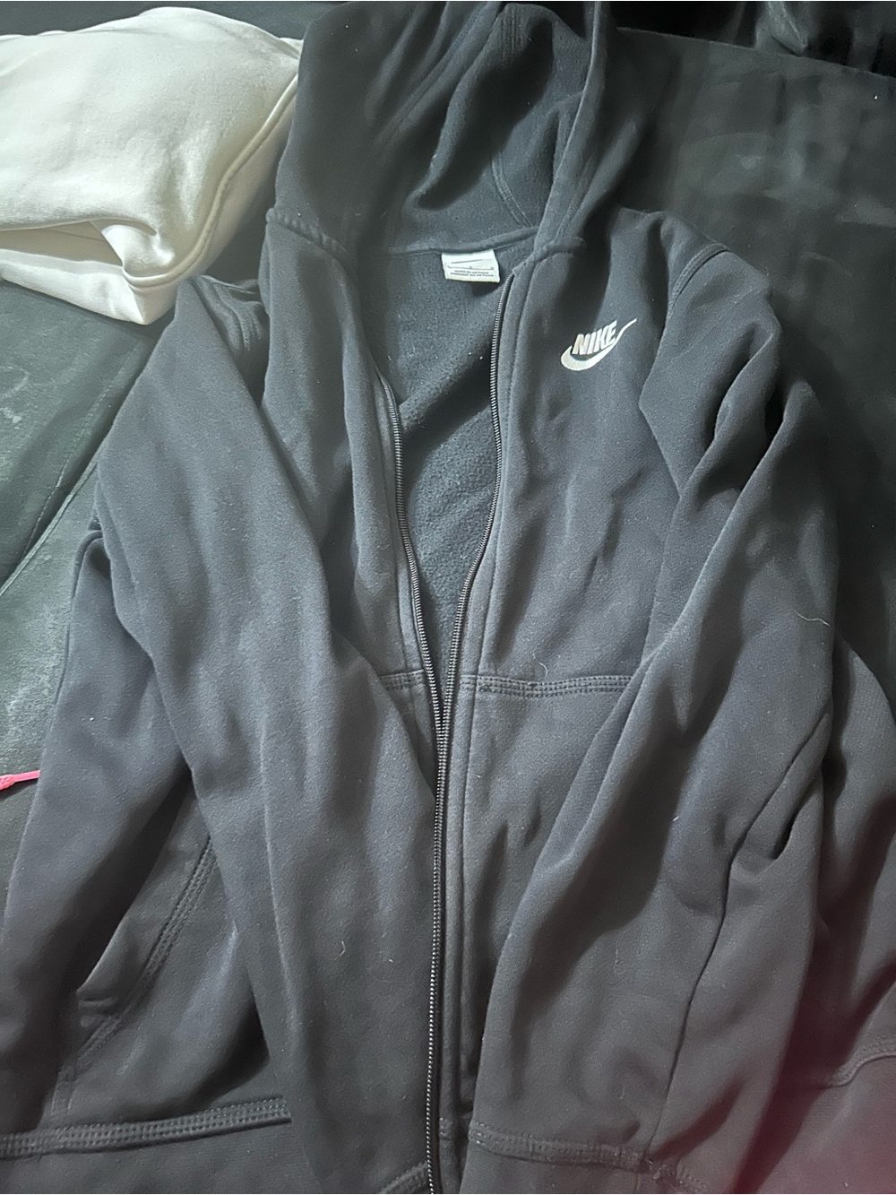 Nike Black Hoodie with White Swoosh Zip